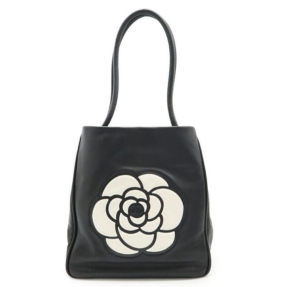 Chanel Camellia Logo Leather Tote Bag - Picture 1 of 9